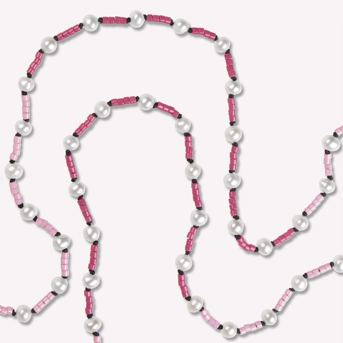 this necklace is designed with no clasp; simply "pullover" and go.